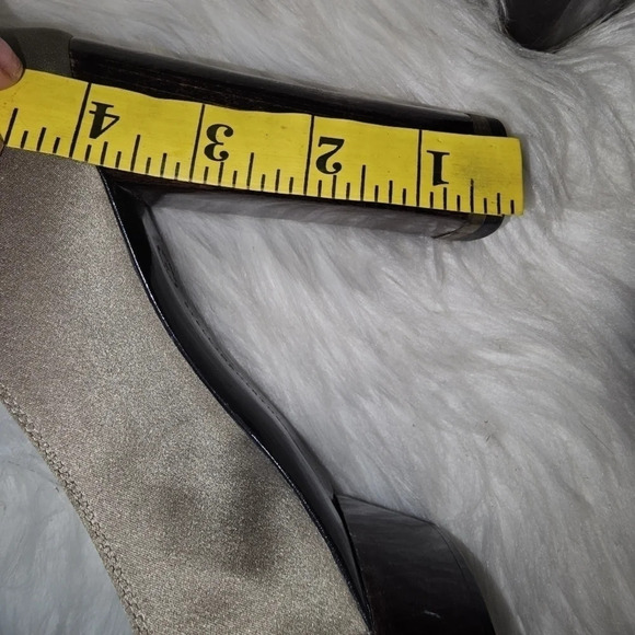 Stella McCartney Taupe Silk Wooden Heel Platform Pumps EU 38 - Picture 15 of 16